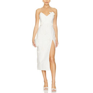 Nbd 'Aiza' Ivory Cotton Midi Dress Size S